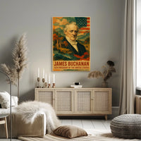 James Buchanan 15th President of the United States Layered Digital Collage Poster