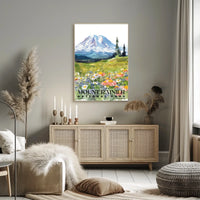 Mount Rainier Watercolor Wall Art Poster