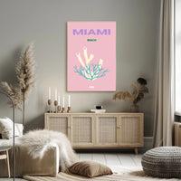 Miami Beach Coral Fantasy Travel Poster PosterGoat