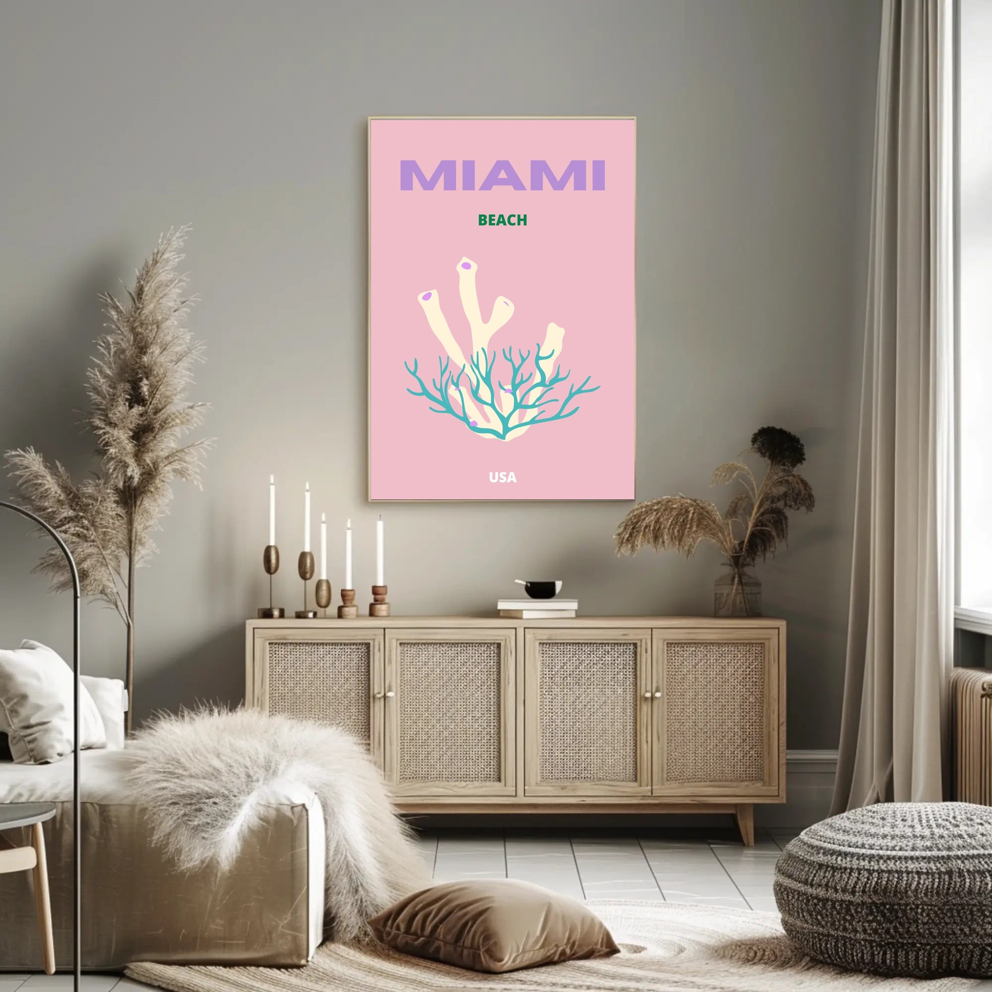 Miami Beach Coral Fantasy Travel Poster PosterGoat