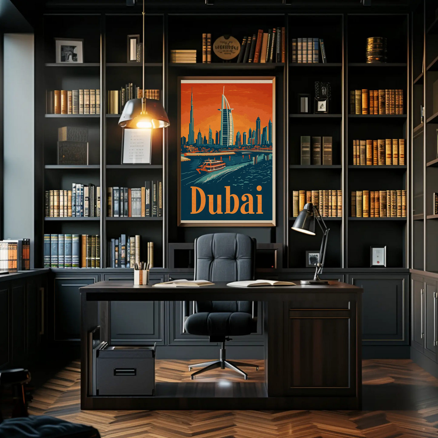 Dubai Cityscape Vintage Poster