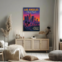 Los Angeles Skyline Vintage Illustration Urban or Cityscape Poster