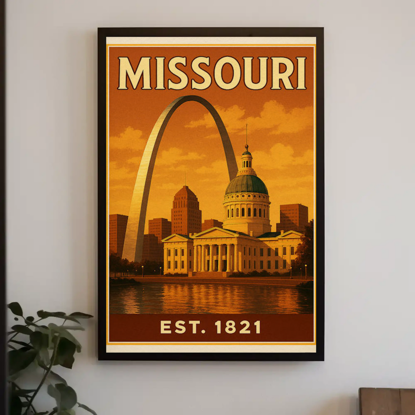 Missouri Capitol Arch Sunset Skyline Poster Poster