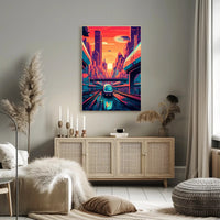 Futuristic Cityscape at Sunset Poster