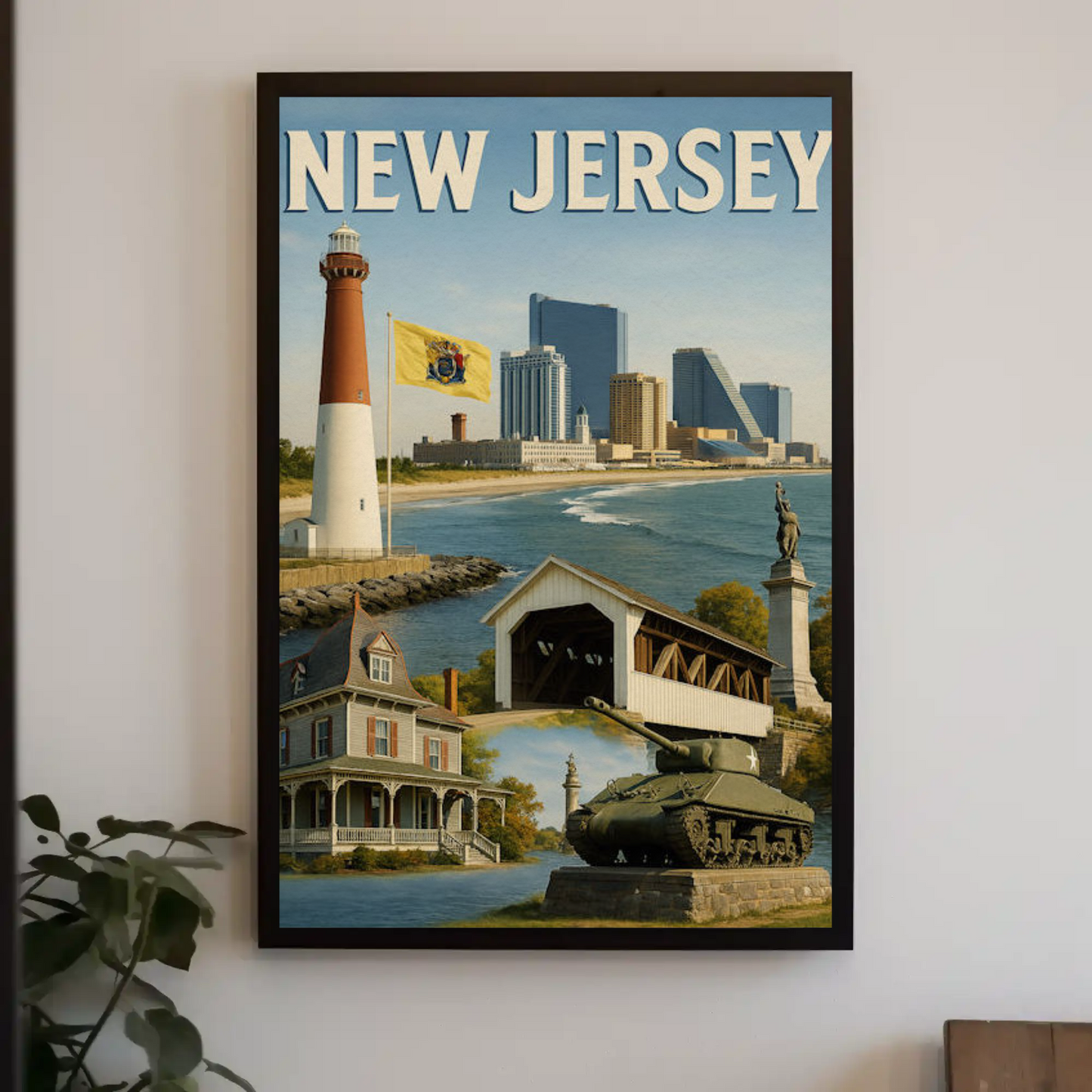 New Jersey Coastal Attractions Lighthouses Boardwalk Travel Poster Travel Poster