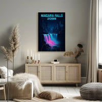Futuristic Neon Niagara Falls Art Print - Futuristic Sci-Fi Poster