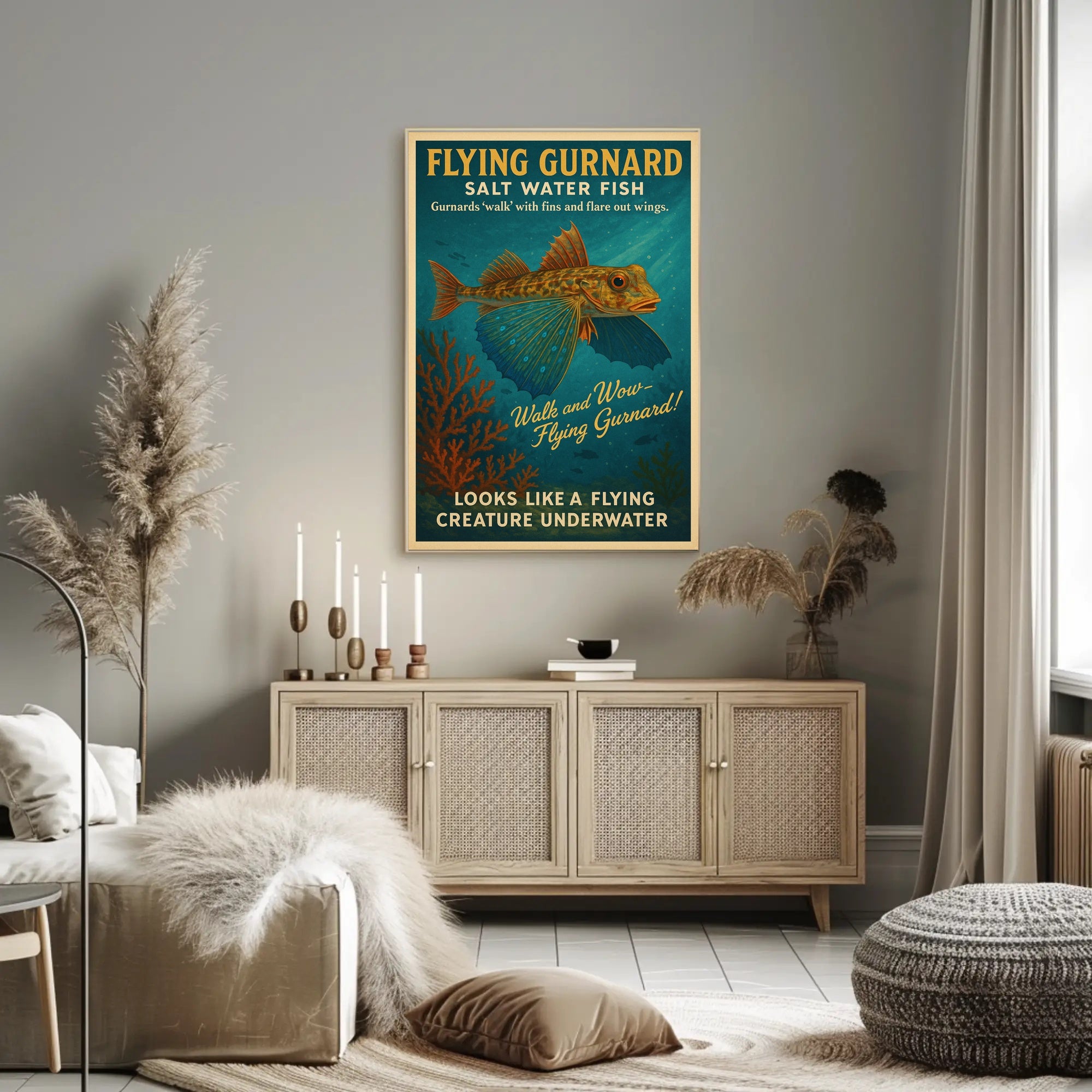 Flying Gurnard Salt Water Fish Poster PosterGoat