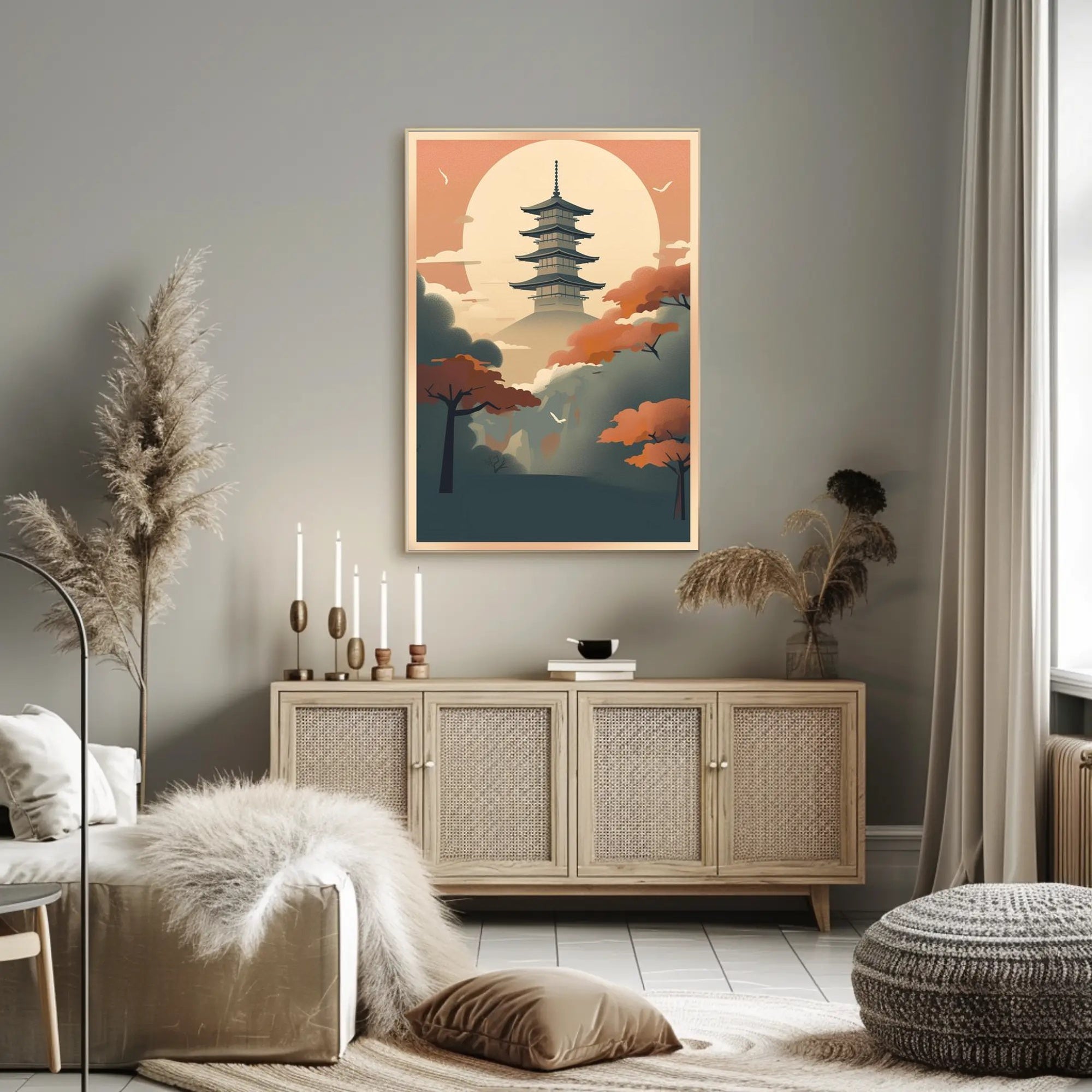 Serene Pagoda at Dusk Poster