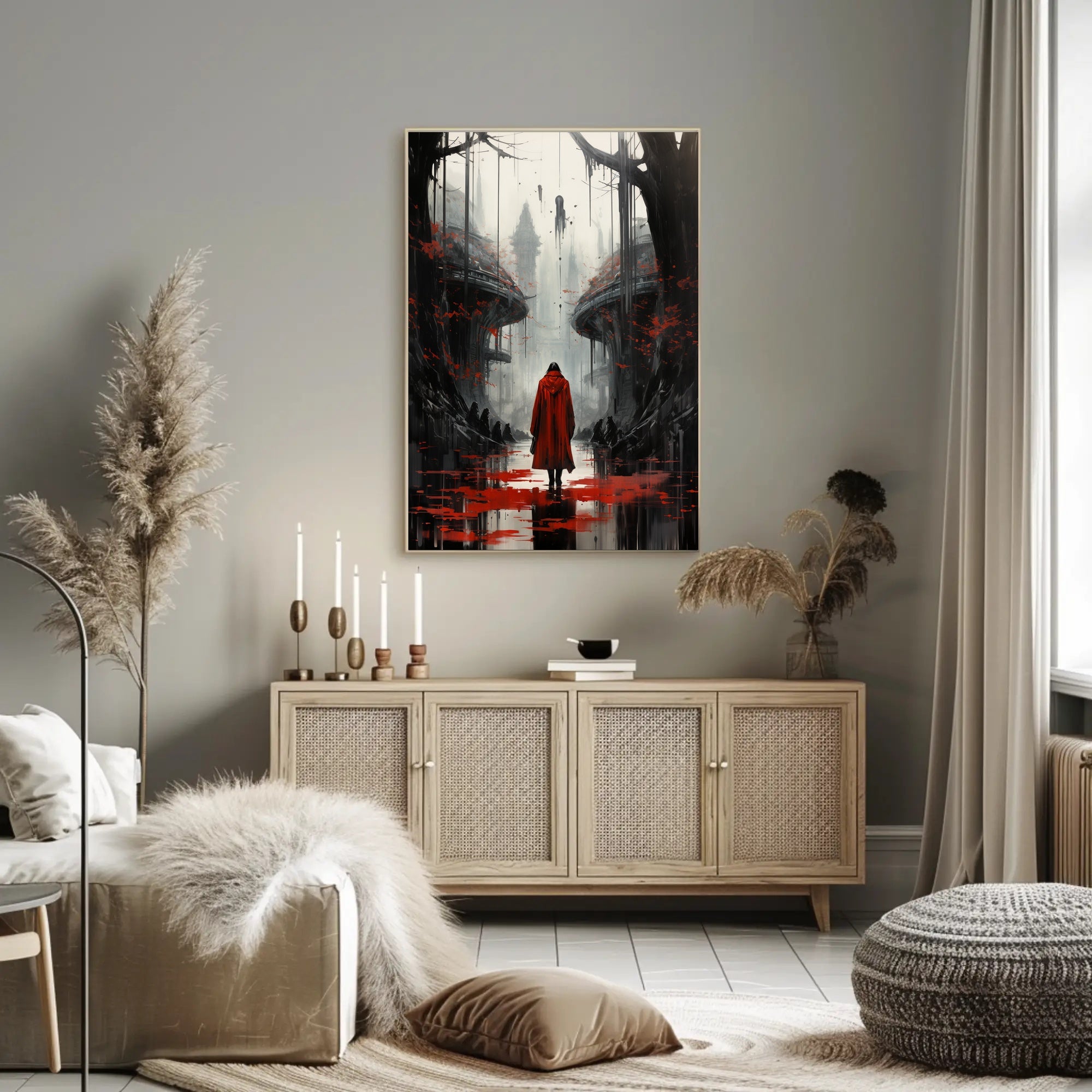 The Red Cloak In A Dystopian Realm Poster