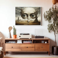 Surreal Landscape with Gigantic Face Futuristic Sci-Fi Poster