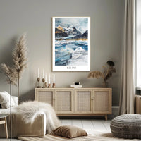 Icelandic Icy Mountains Abstract Artistic Poster PosterGoat