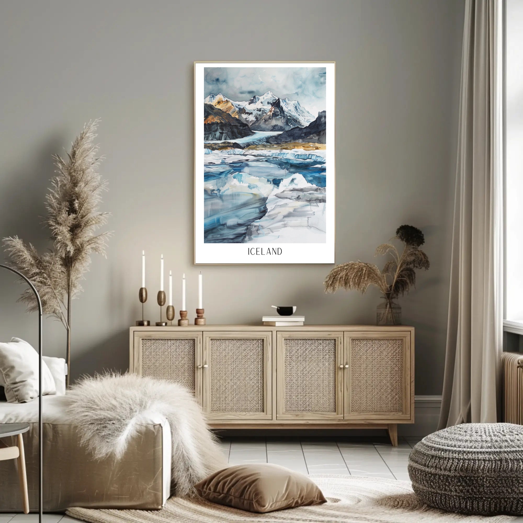 Icelandic Icy Mountains Abstract Artistic Poster PosterGoat