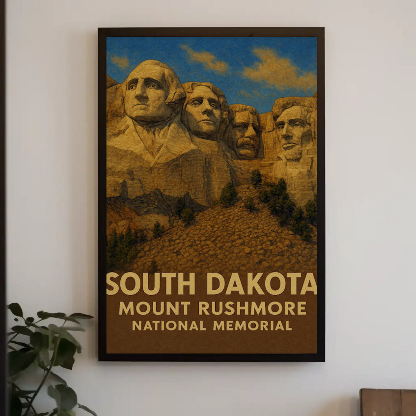 Mount Rushmore National Memorial Realistic Style Travel Poster