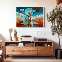 Surreal Desert Landscape with Dreamlike Elements - Artistic Poster