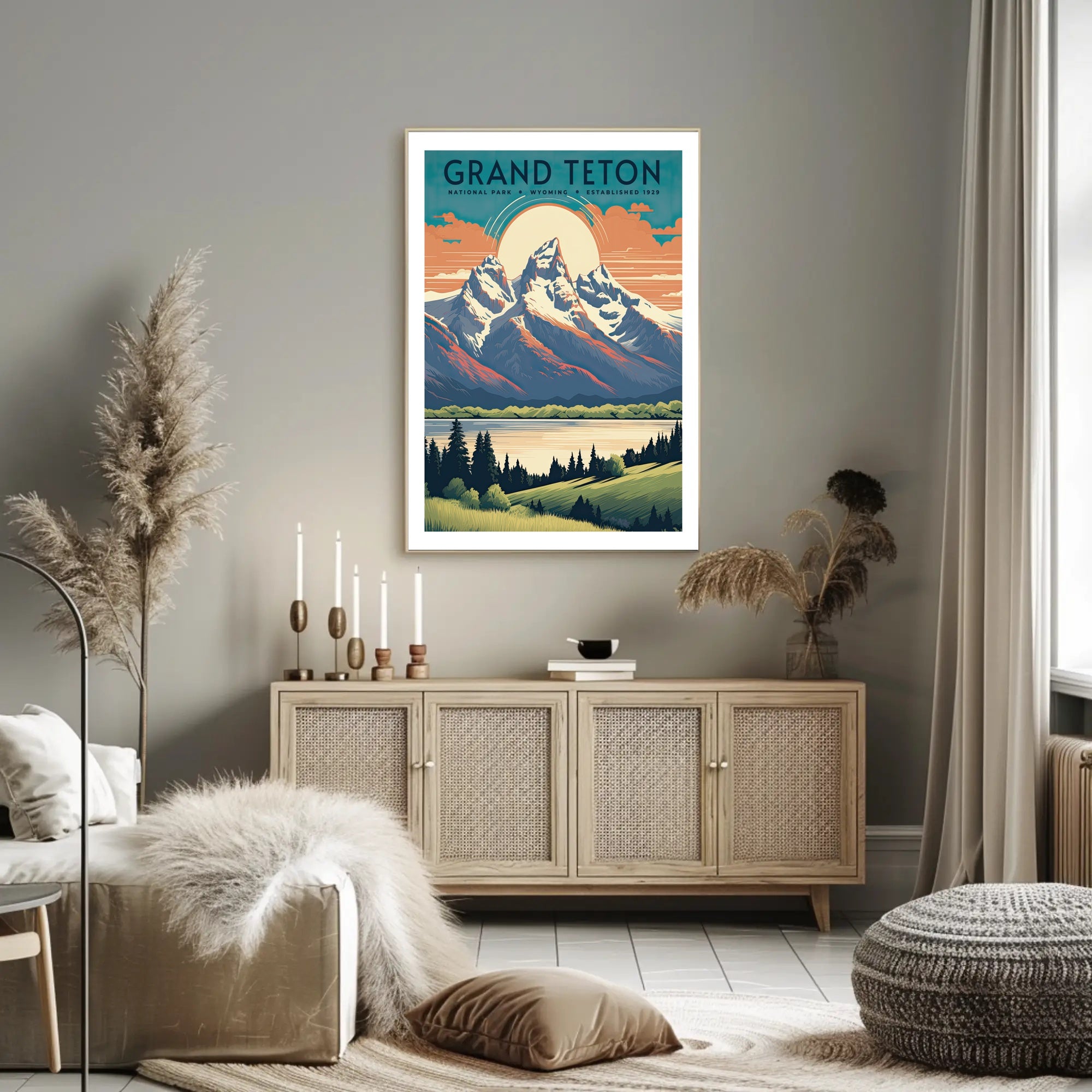 Grand Teton Vintage Travel Poster Wall Art