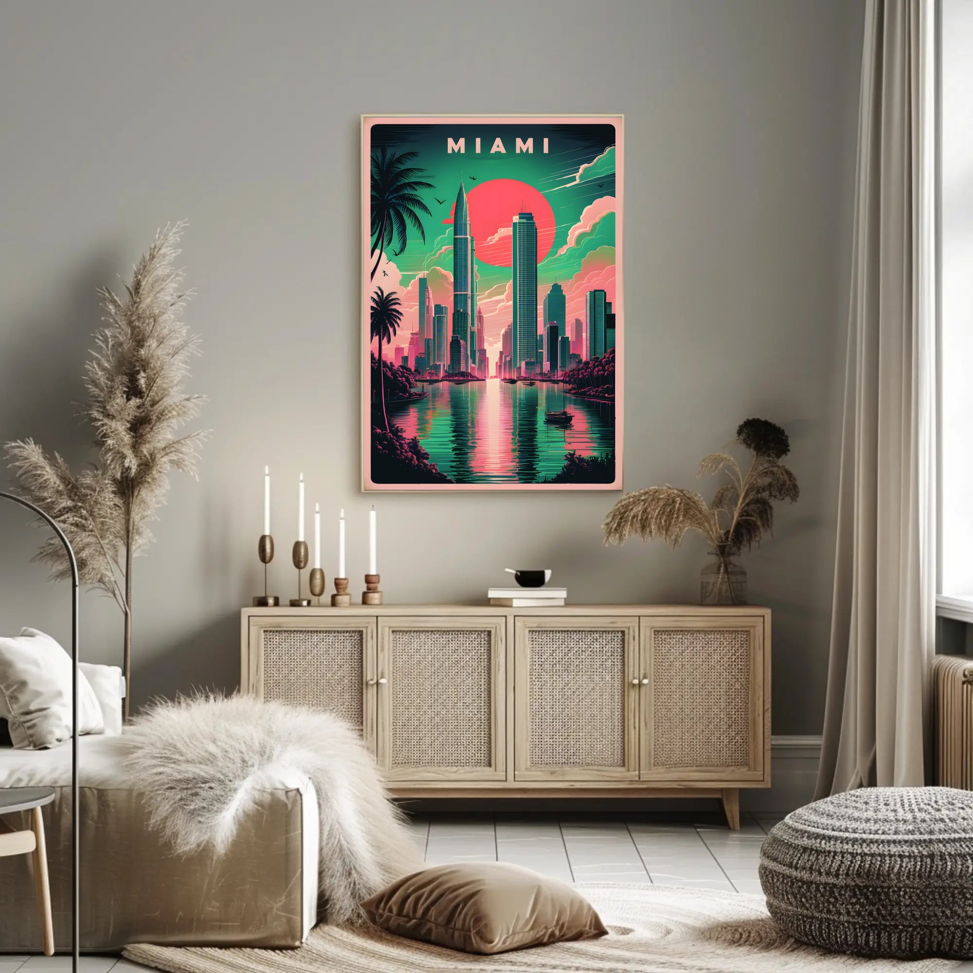 Miami Skyline Art Poster
