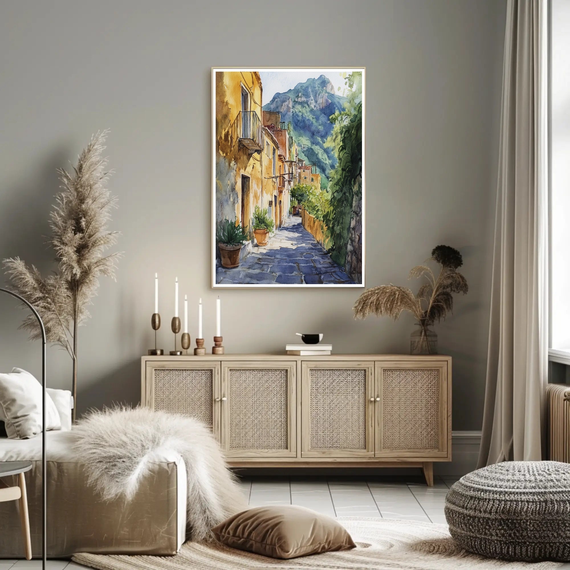 Serene Italian Village Scene Poster PosterGoat