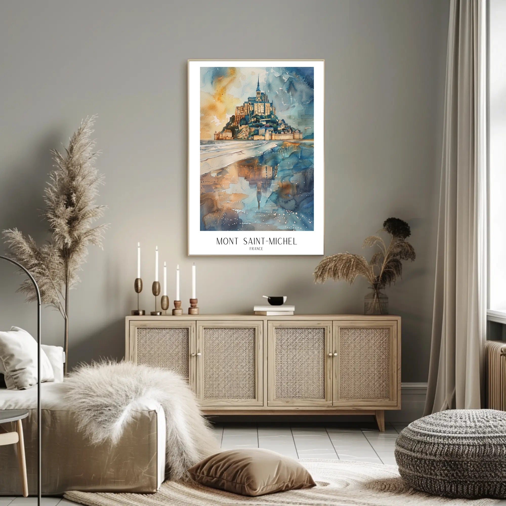 Mont Saint-Michel Watercolor Art: Travel Poster PosterGoat