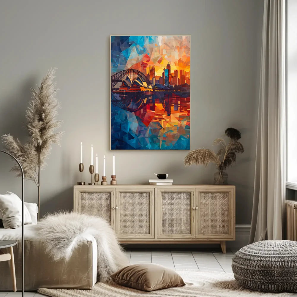 Sydney Opera House Mosaic Art Poster Vibrant Colors