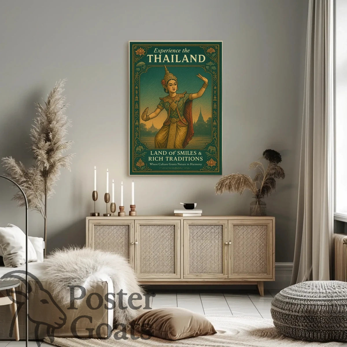 Thailand's Traditions in Vintage Style: Cultural Heritage Poster