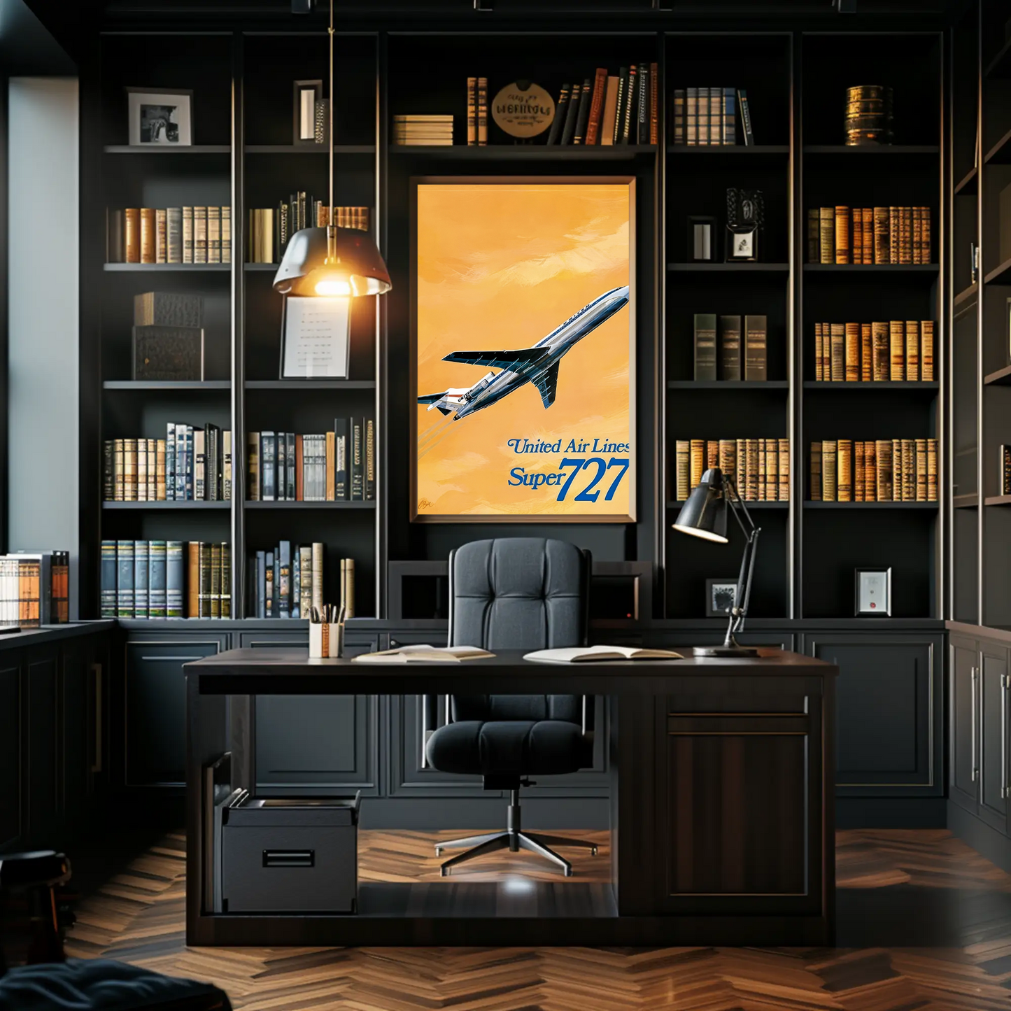 United Airlines Super 727 Vintage Poster