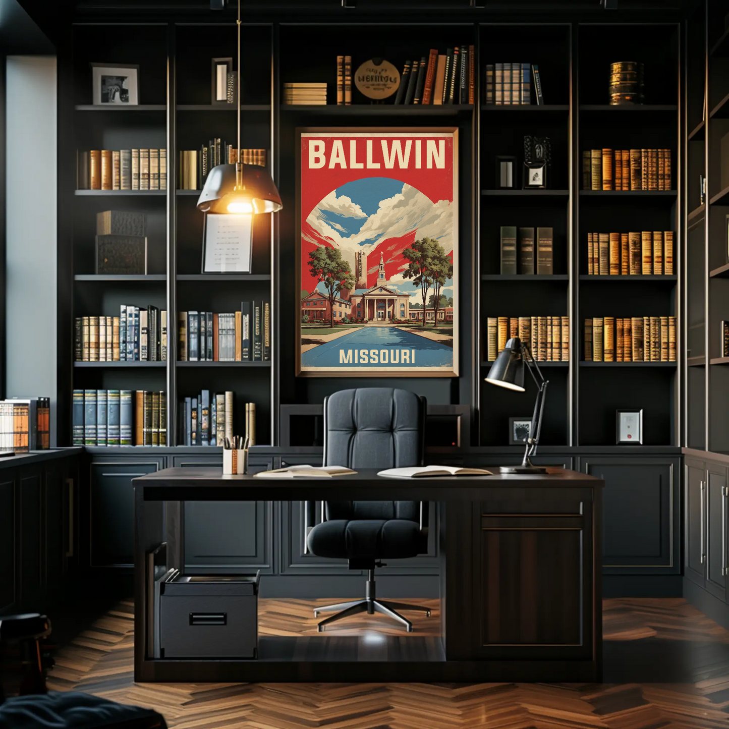 Ballwin Missouri Church Centerpiece Vintage Travel Poster