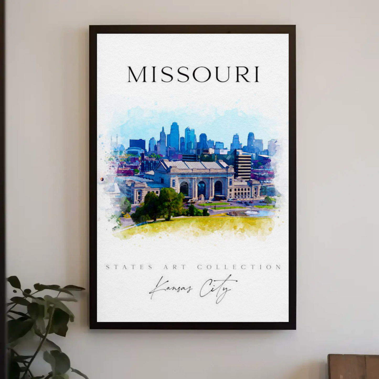 Kansas City Missouri Skyline Watercolor Poster Poster