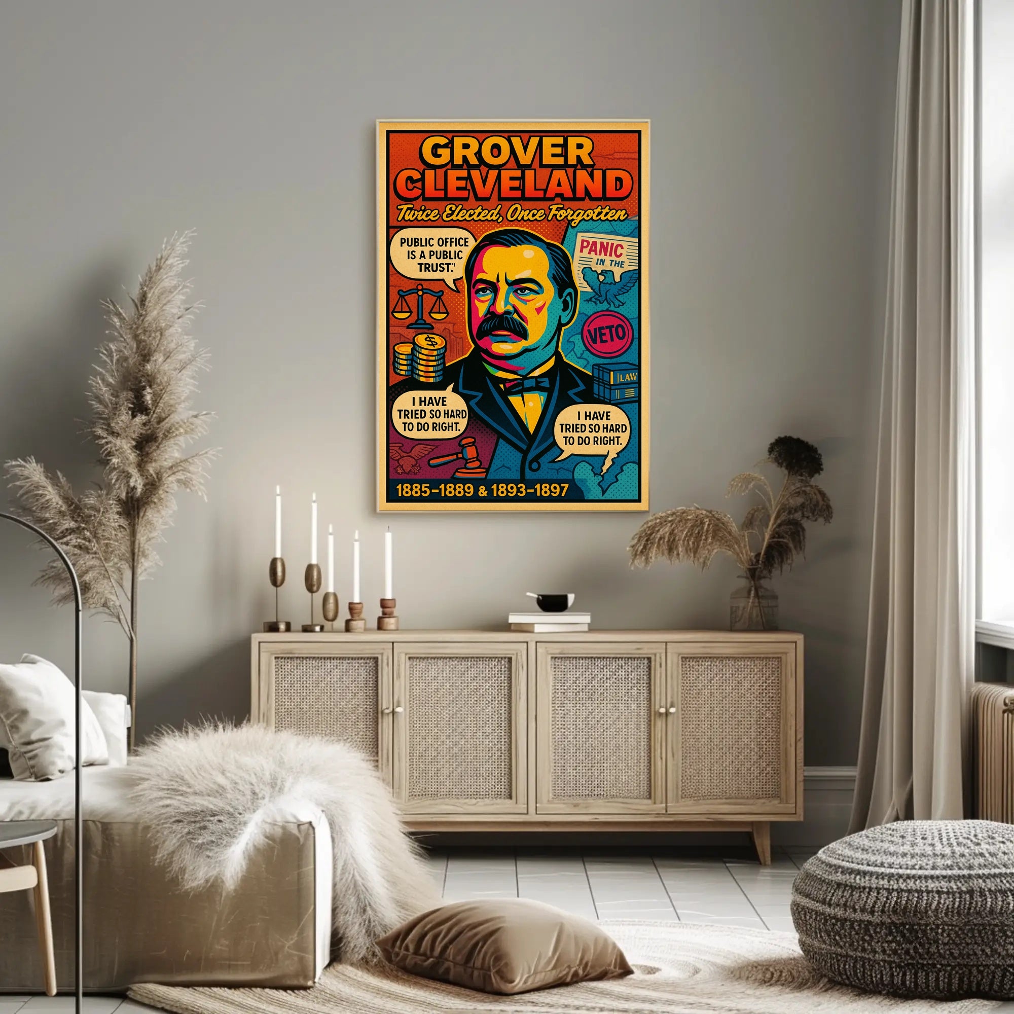 Grover Cleveland Twice Elected, Once Forgotten Poster PosterGoat