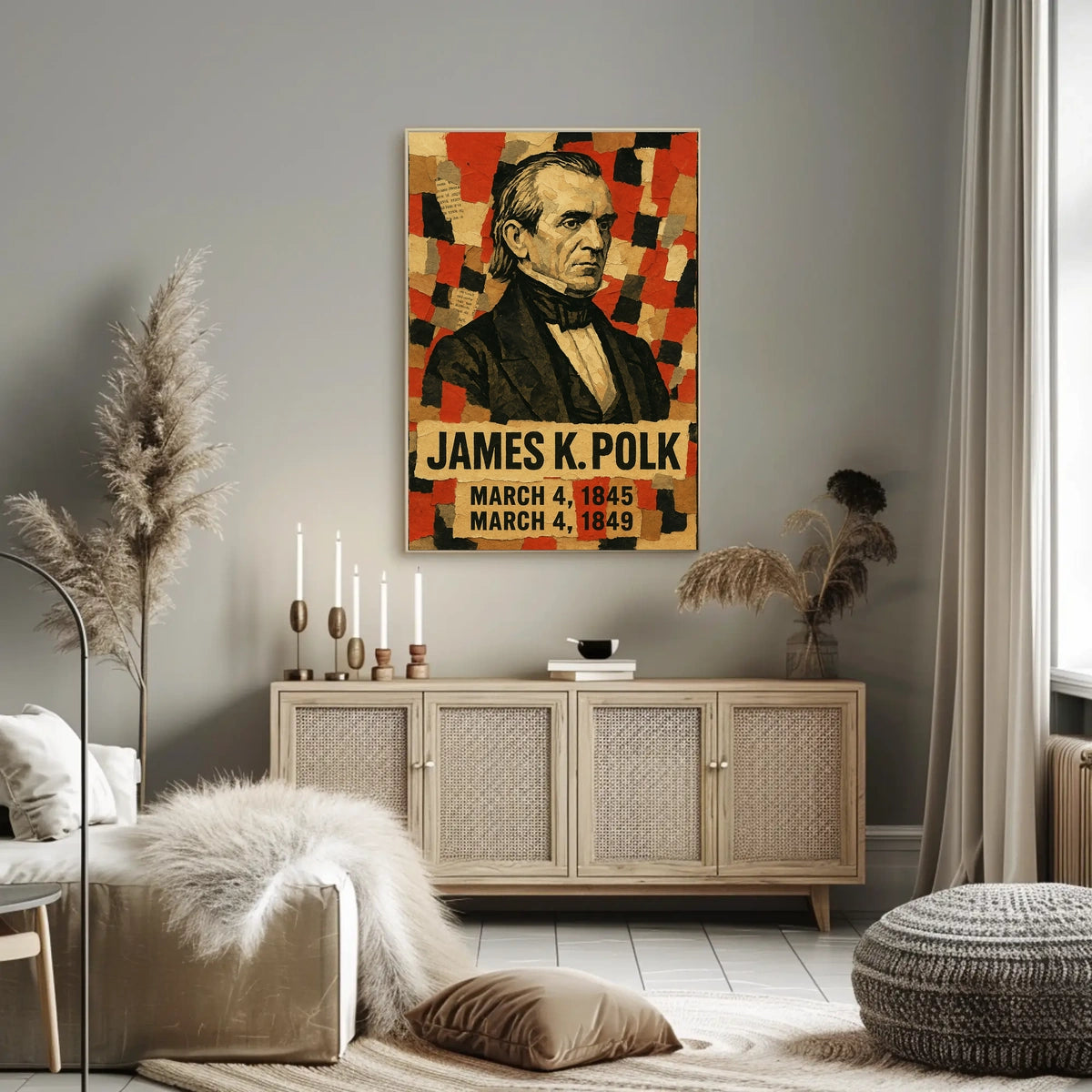 James K. Polk 11th President of the United States Layered paper Collage Poster
