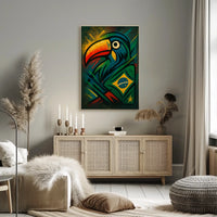 Vibrant Toucan and Brazilian Flag Poster