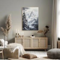 Majestic Snowy Mountainscape Scenic Art Poster