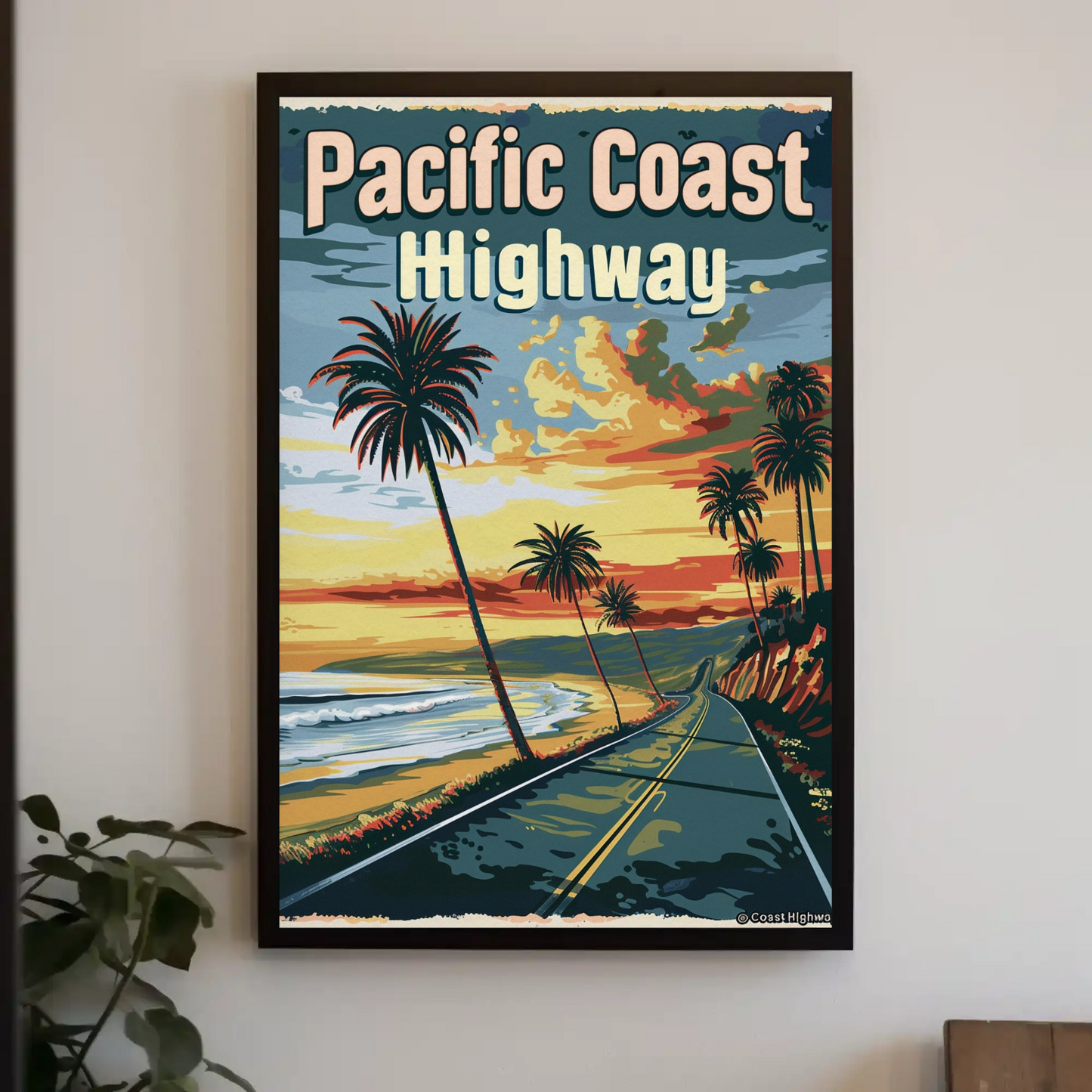 Pacific Coast Highway Sunset Scenic Ocean Drive Travel Poster