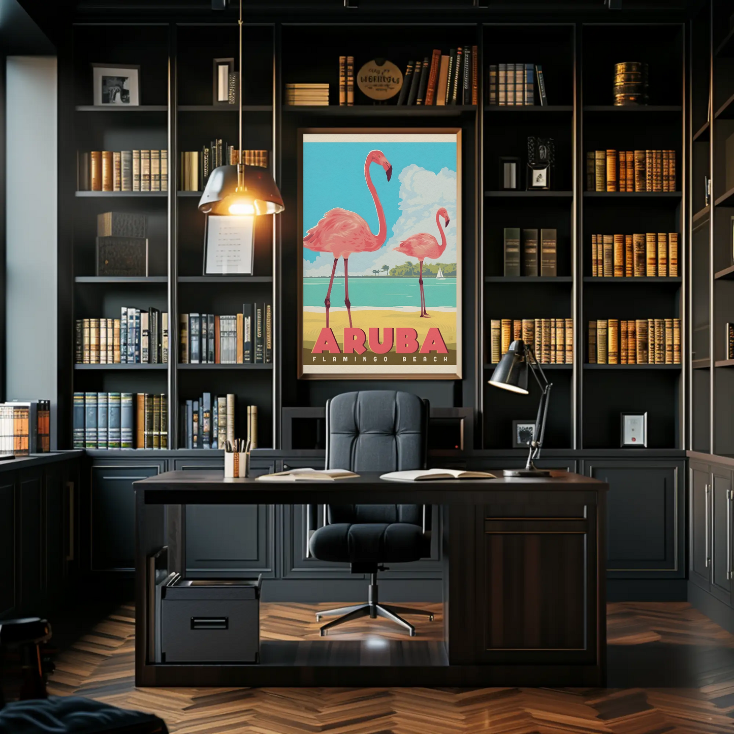 Vintage Poster Aruba Flamingo Beach