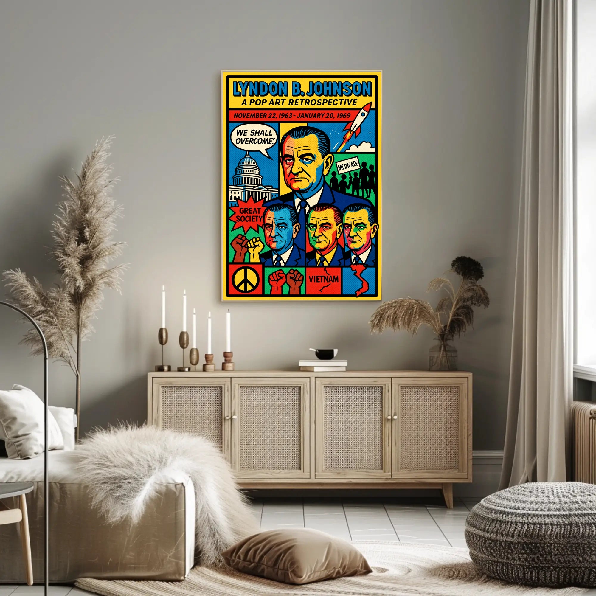 Lyndon B. Johnson A Pop Art Retrospective Poster PosterGoat