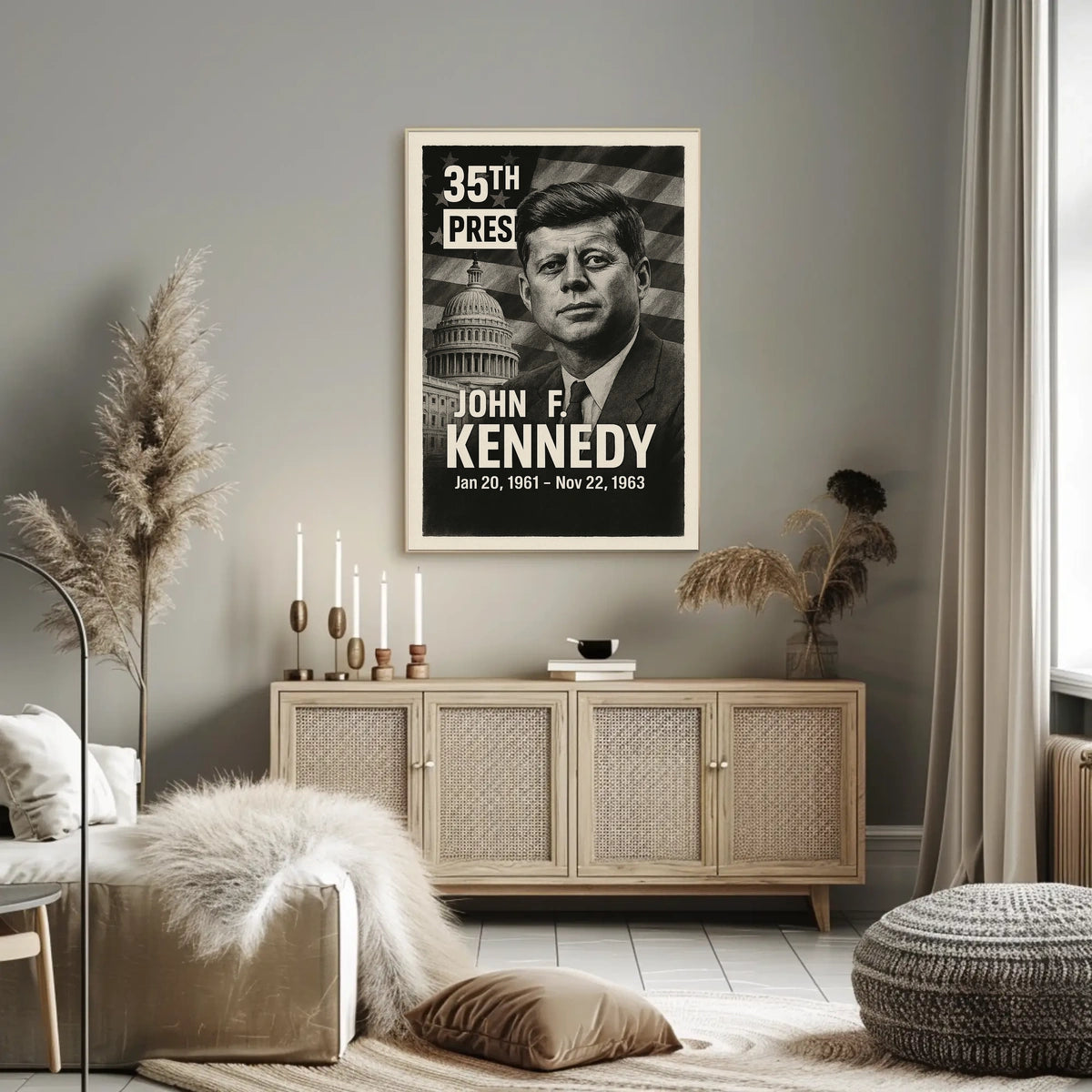 John F. Kennedy 35th President of the United States Digital Montaje Poster