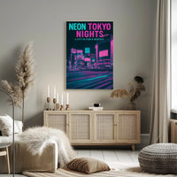 Tokyo Shibuya Crossing Neon Cityscape Urban or Cityscape Poster
