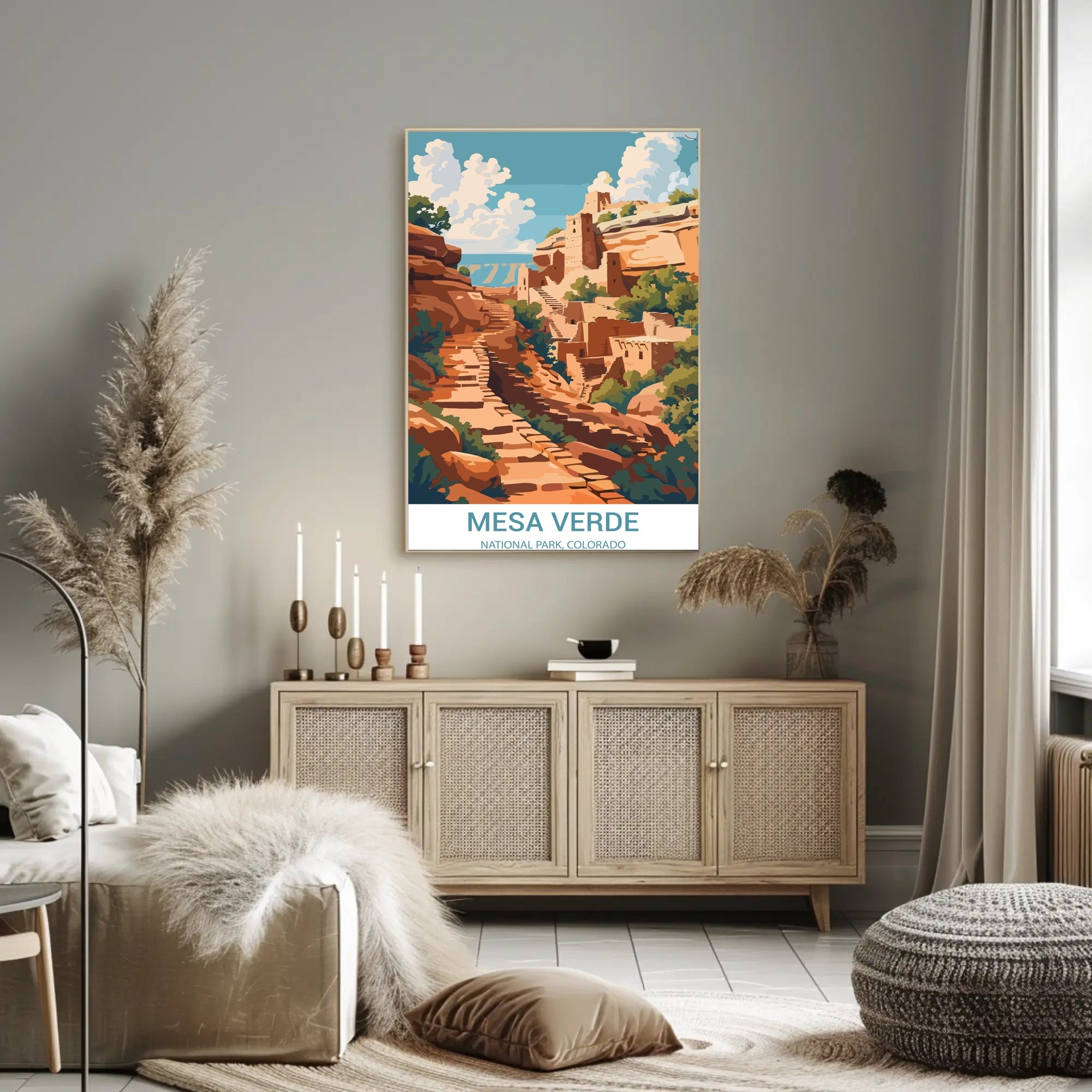 Mesa Verde National Park Vintage Illustration Poster