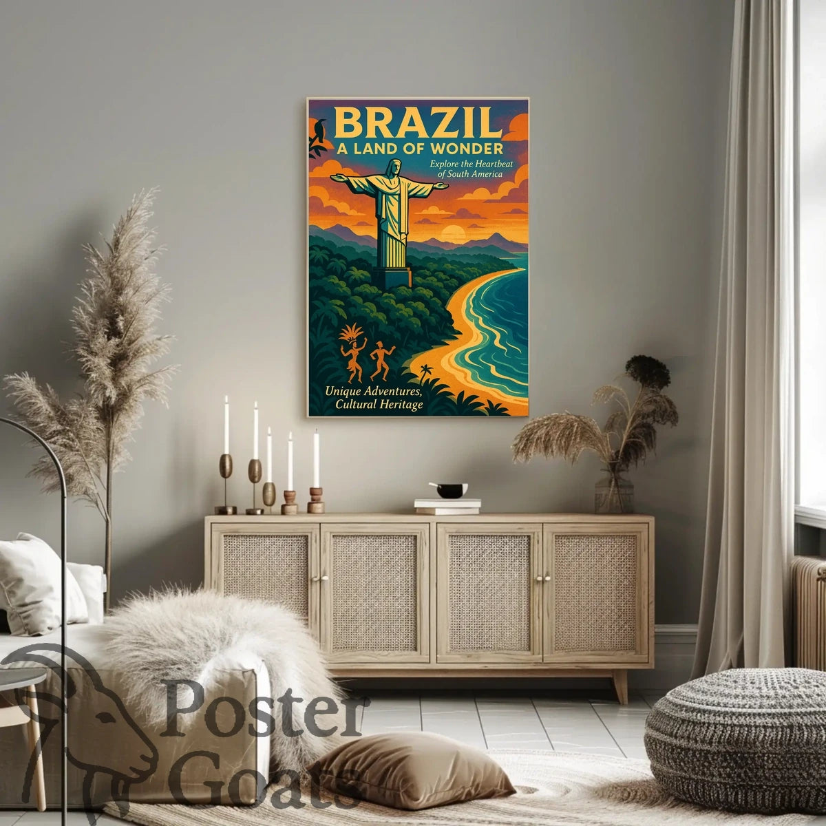 Brazilian Adventures Await: Vibrant Vintage Travel Poster