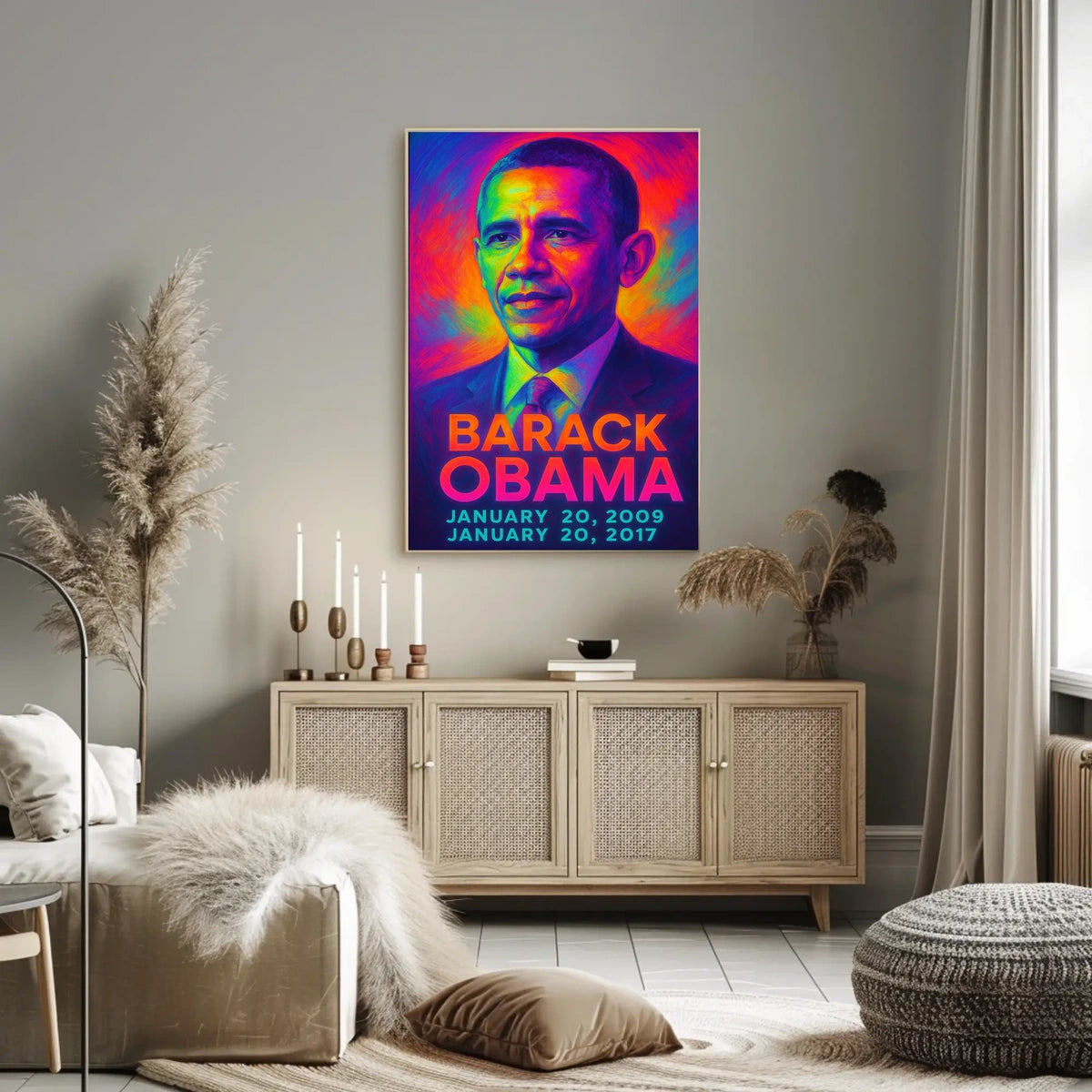 Barack Obama 44th President of the United States Neon Gradient Overlay Poster