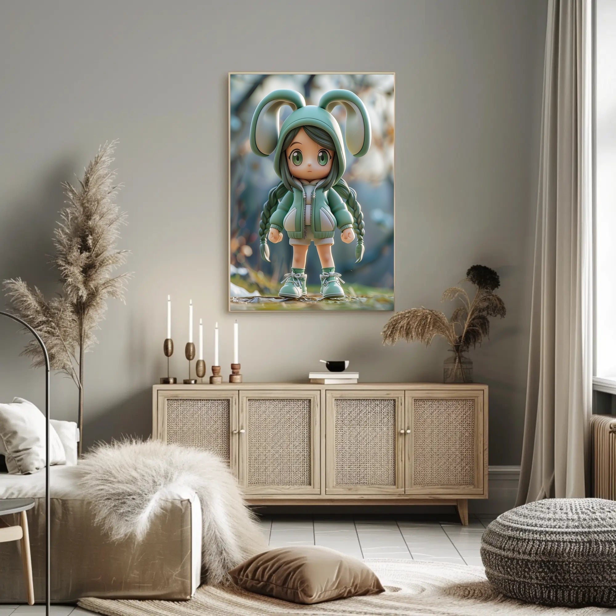 Chibi Bunny Ears Anime Pop Culture Poster PosterGoat