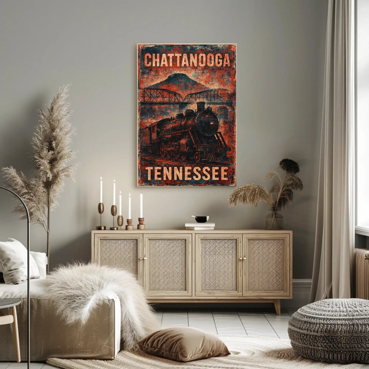 Chattanooga Steam Locomotive Nostalgia Steampunk Americana Heritage Travel Poster