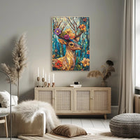 Deer in Vibrant Stained Glass Art Poster