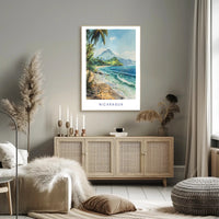Nicaragua Coastal Paradise: Tropical Watercolor Travel Poster PosterGoat
