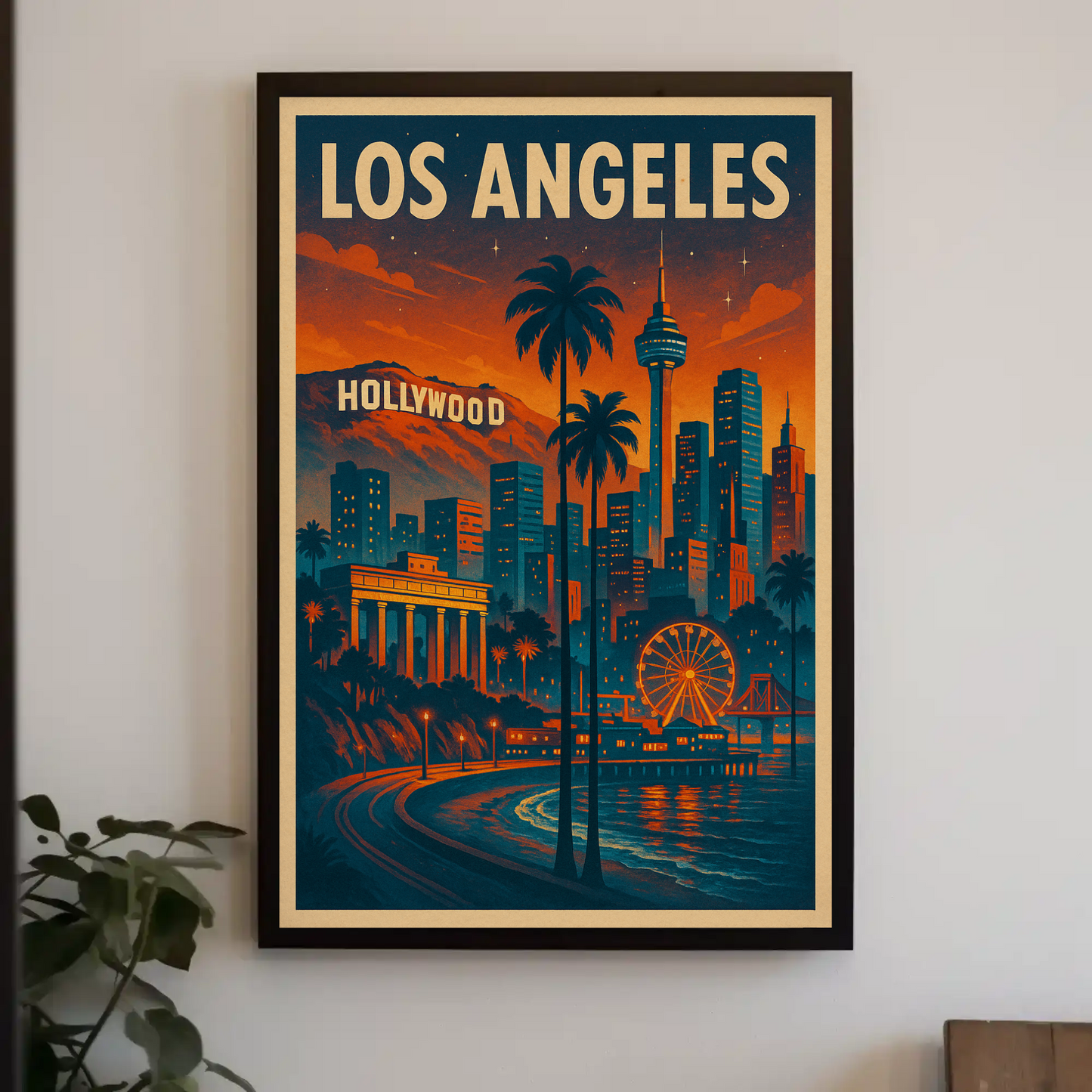 Los Angeles Hollywood Sunset Travel Poster