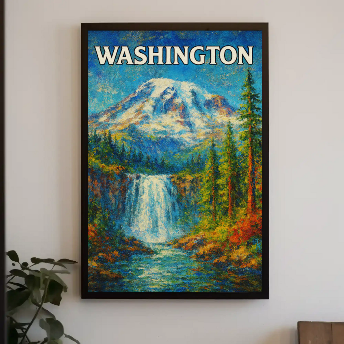 Washington Evergreen State Seattle Mount Rainier Travel Poster