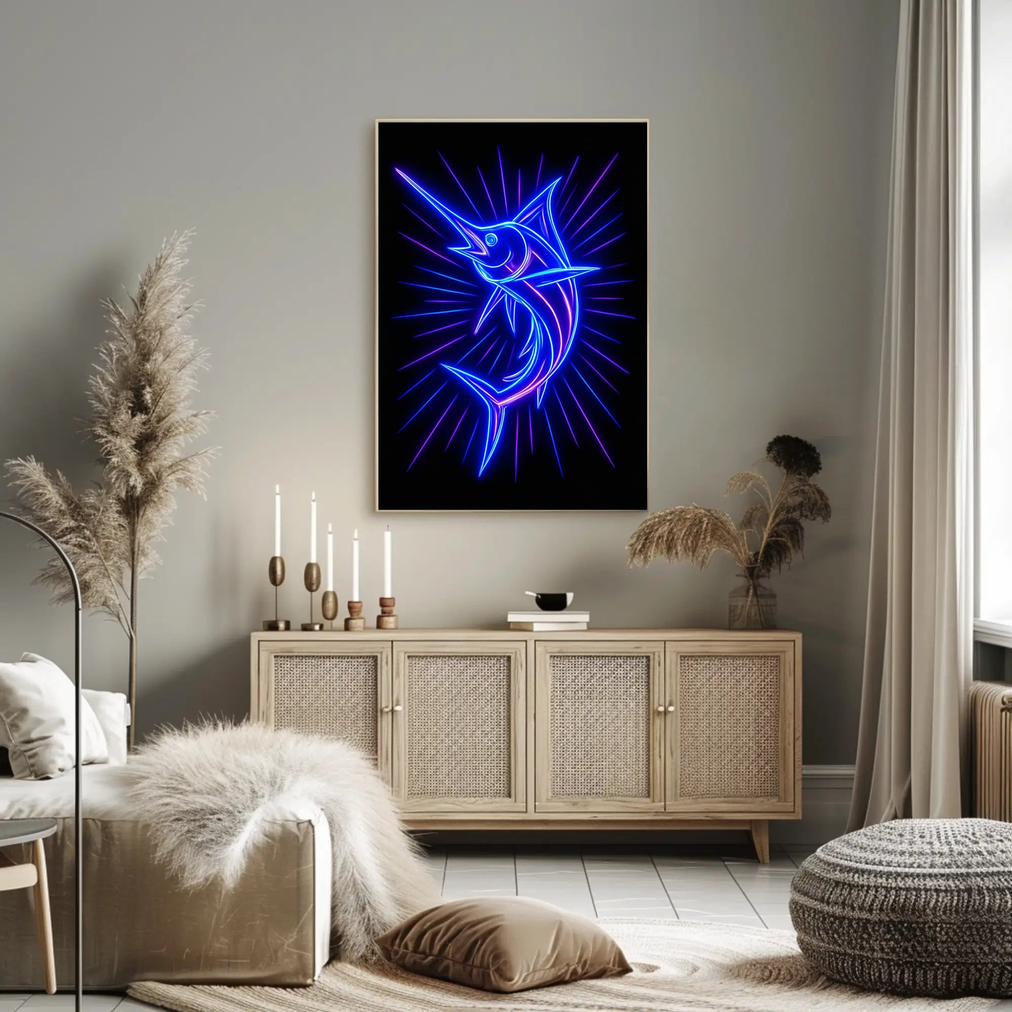 Neon Marlin Poster PosterGoat