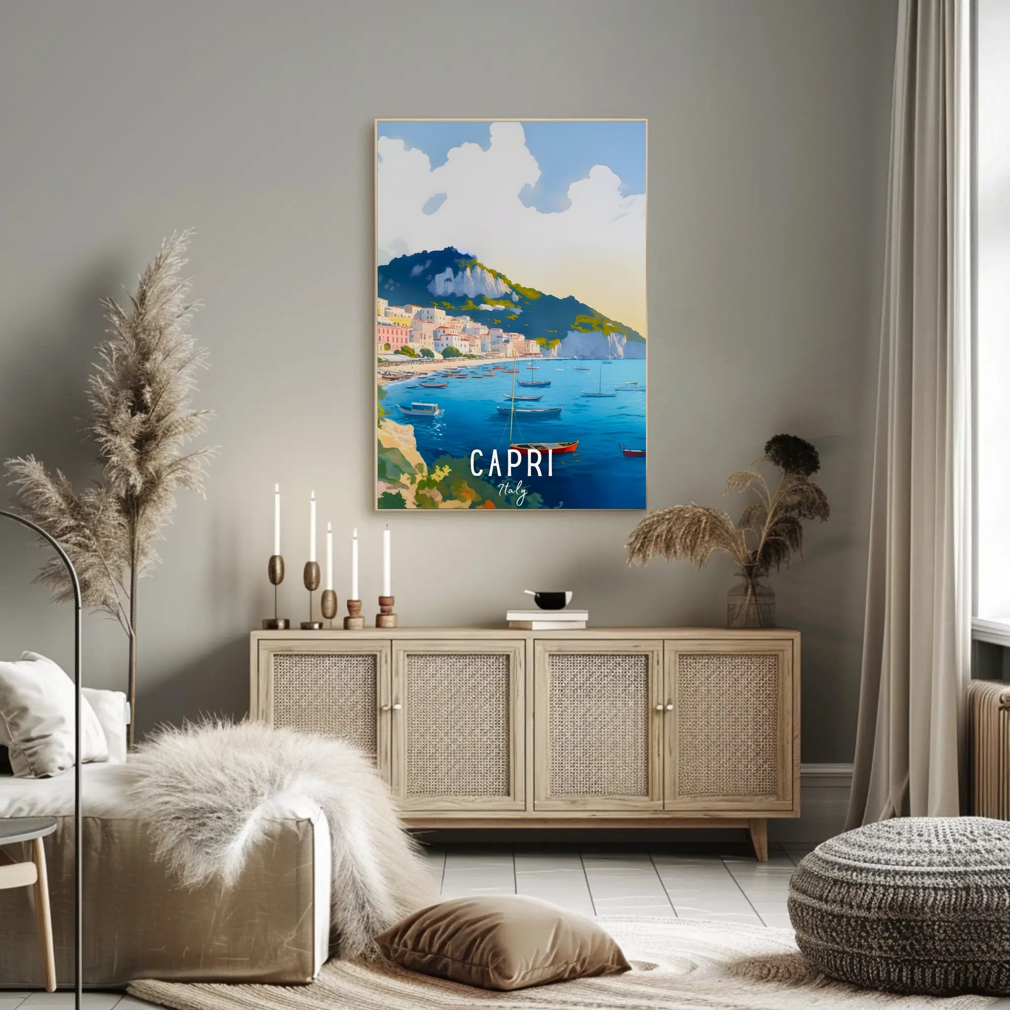 Capri Coastal Town Scenic Travel Poster