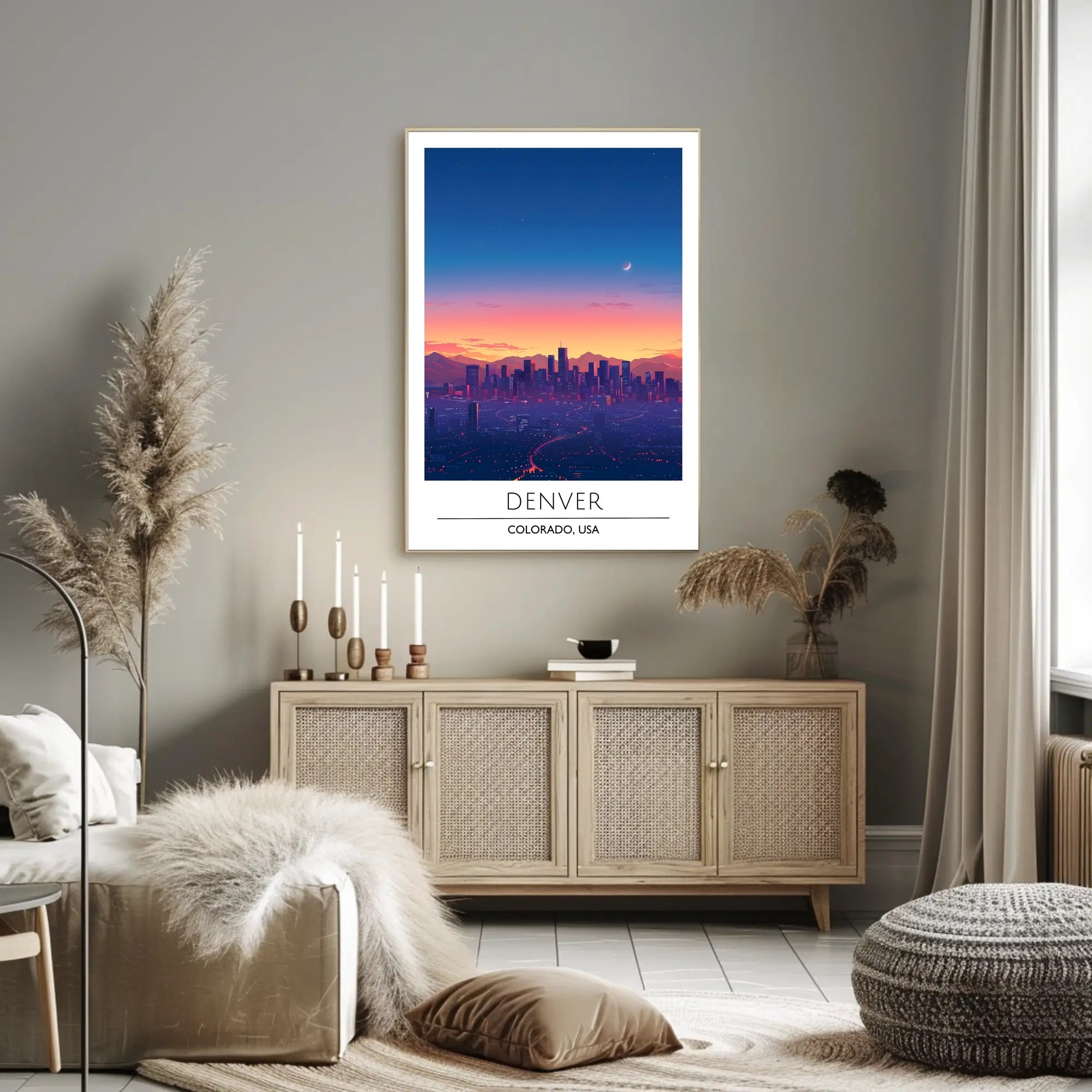 Denver Twilight Skyline Art Print - Urban or Cityscape Poster