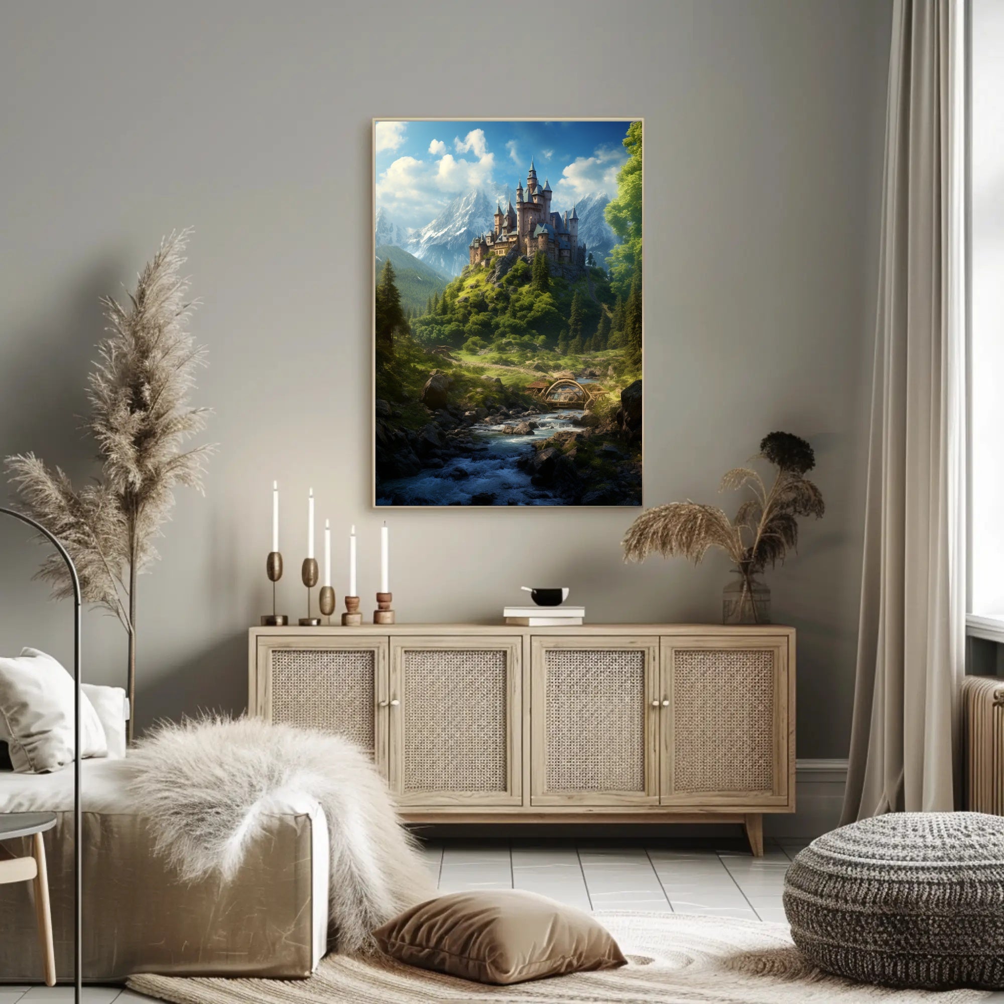 Enchanted Castle In The Mountains Poster PosterGoat