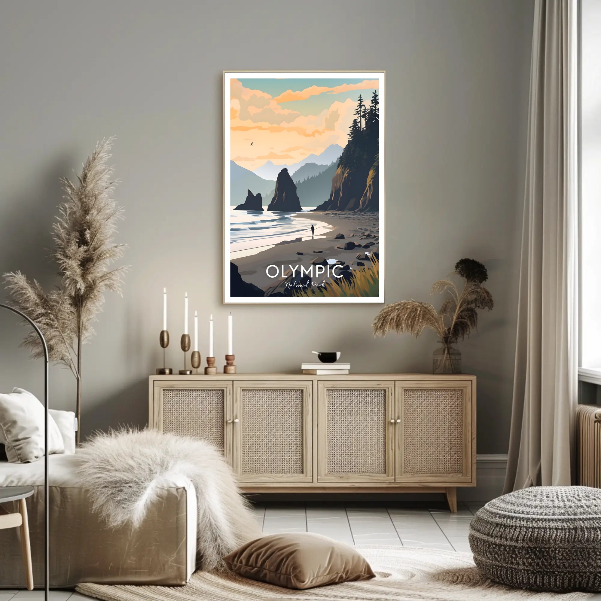 Olympic National Park Poster Vintage Travel Wall Art